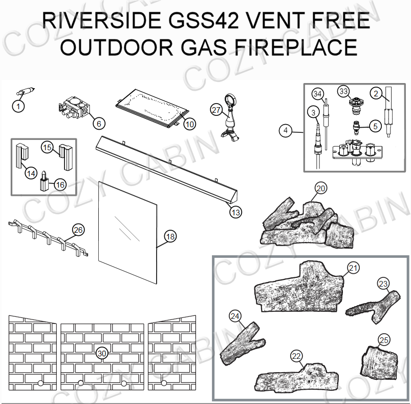 Riverside Vent Free Outdoor Gas Fireplace (GSS42) #GSS42